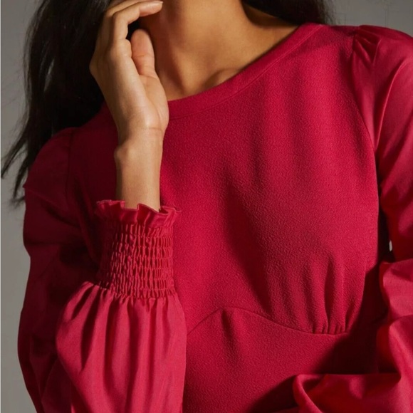 NWT By Anthropologie Raspberry Long-sleeve structured top, XL - Picture 3 of 4